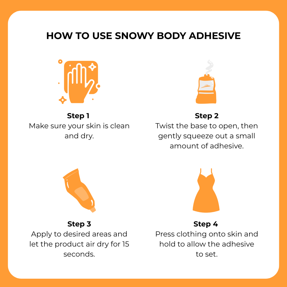 Snowy Body Adhesive: #1 Liquid Fashion Adhesive | Fashion Tape Alternative